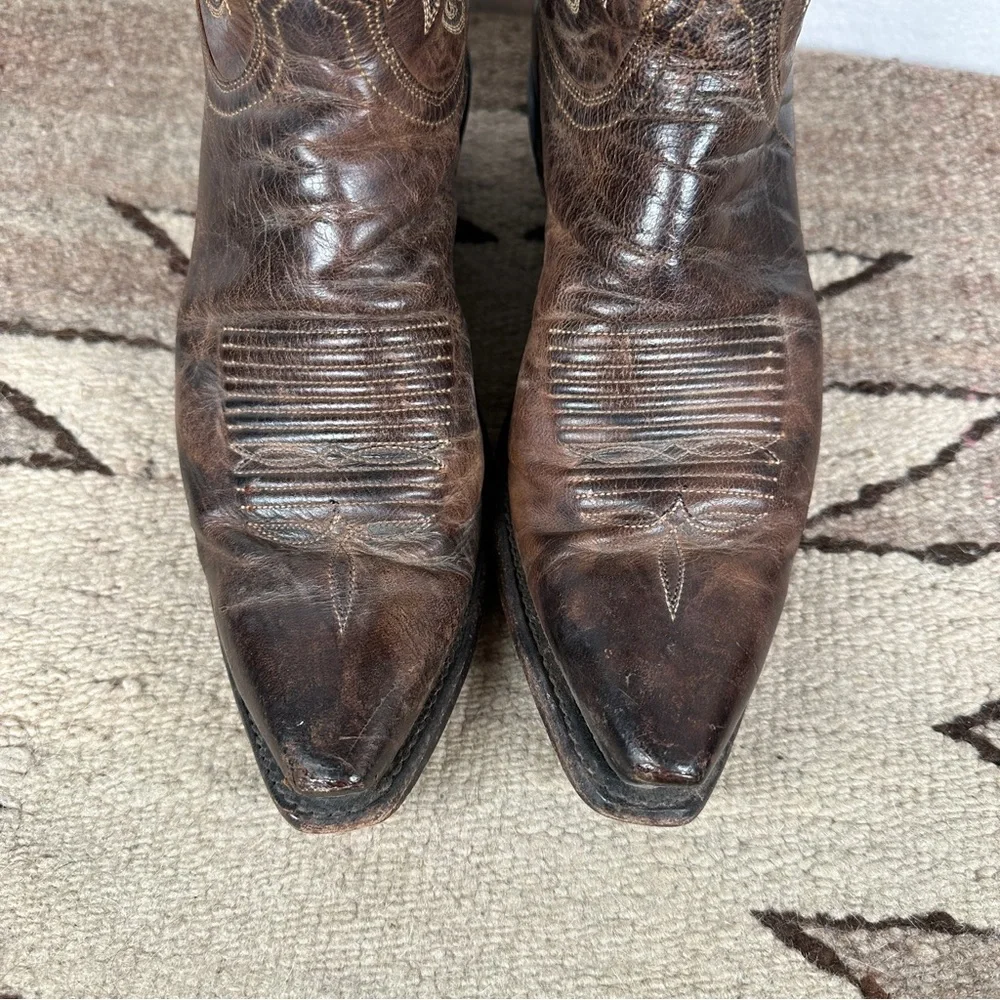 Lucchese Savannah dark Brown Western Boots cowboy cowgirl pointed toe leather - Picture 14 of 14